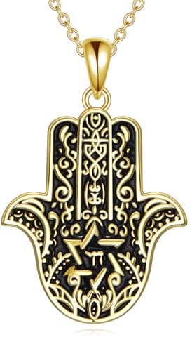 KZX Hamsa Necklace Sterling Silver Hamsa Pendant Hand of Fatima Pendant 925 Palm Tree Necklace Protective Jewelry Gifts for Women, Mom