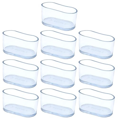 Protezioni per pavimento per gambe di sedia, 10 tappi ovali trasparenti antiscivolo per gambe di mobili (15 x 30 cm)