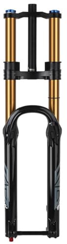 HIMALO Downhill Mountainbike Federgabel 27.5 29 Doppelt Geschultert Luftgabel Steckachse 15x110mm Boost Fahrrad Gabel Federweg 160mm Zugstufe Einstellen Gerade/Konisch DH/XC/AM(Gold Straight,27.5'')