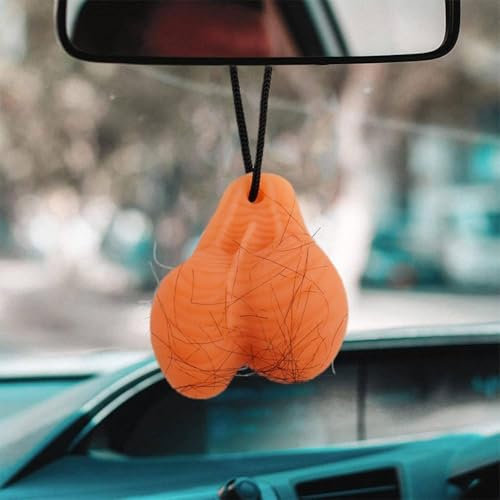 Truck Balls Hoden hängend, lustige 3D-Hoden-Weihnachtsbaumschmuck, Streich-Bewertung, kleine hängende Autozubehör für Männer und Frauen