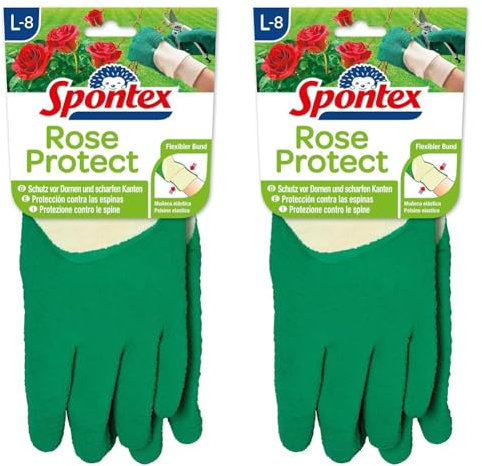 Spontex Rose Protect Gartenhandschuhe, extra robust für Dornen und Hecken, mit Naturlatexbeschichtung, Größe L, 1 Paar (Packung mit 2)