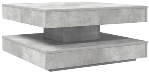 vidaXL coffee table 360-degree rotating end side table concrete grey - modern engineered wood living room lounge decor