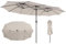 GOPLUS Parasol de Jardin Exterieur avec 48 Lumières LED, Parasol Double Extérieur avec Manivelle, Abri Solaire avec Events, Grand Parasol H.2,5M pour Terrasse, Blacon, Piscine, Pied Requis (Beige)