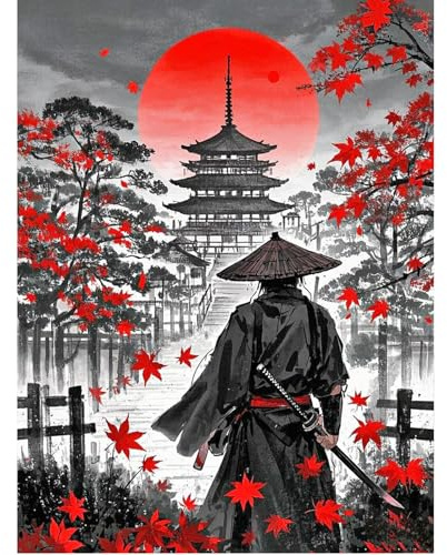 SHEGZHUC 40x50cm Diamond Painting Erwachsene Japanischer Samurai Bild, Diamant Malerei Bilder Japan Ninja, Mosaik Stickerei Kreuzstich Kunst Geschenk, Wanddekoration für Schlafzimmer Wohnzimmer