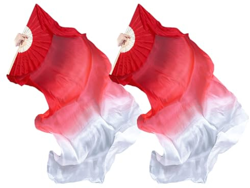 Hitopin 1 Paire Fan De Danse Chinoise Voile, 180CM D'éVentails De Danse du Ventre Voiles,Danse Chinoise Voile, Fan De Danse du Ventre en Soie, pour Les Grands Spectacles,RéPéTitions,Divertissements