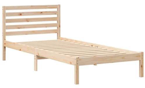 vidaXL Bettgestell mit Kopfteil Braun 80 x 210 cm Massivholz Kiefer, Moderner Kiefernholz Plattformbett, Stabiler Rahmen für Matratze, minimalistisches Design, modernes Schlafzimmermöbel