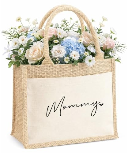 Jutetasche Mama Geschenk Große Einkaufstasche Mit Griff Jute Shopper Bag Muttertagsgeschenke Für Mama Personalisierter Look Mommy Design Strandtasche Geschenk Für Frauen Alltag Shopping Picknick