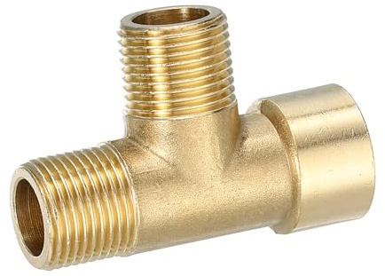 QUARKZMAN Messing T-Stück Rohrverbinder BSPP T-Verbindung Kupplung Adapter | 1 Stück, G3/8 Außengewinde x Außengewinde x Innengewinde, 3-Wege, Für Gasleitung Rohrverbindung