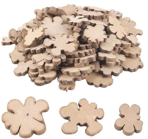 arricraft 140 pièces tranches de bois irrégulières tranches de tronc, 2-5cm morceaux d'écorce d'arbre naturel peinture bois découpe blancs Mini table en bois pièces centrales pour l'artisanat