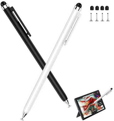 10 penne per tablet con 20 punte in gomma (2, nero e bianco)