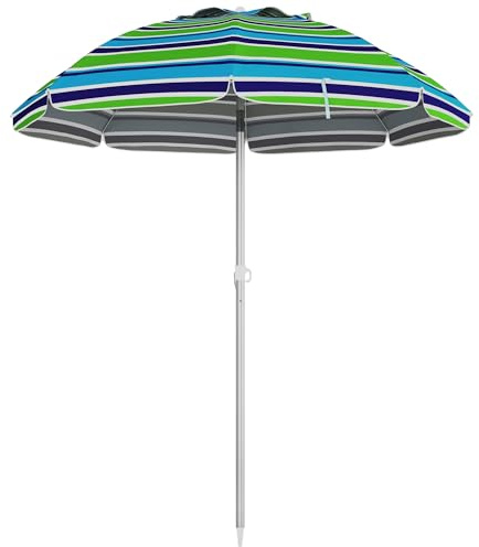 Outsunny Sonnenschirm Strand Ø178 cm UV 40+ Windfest Stabil Mehrfarbig
