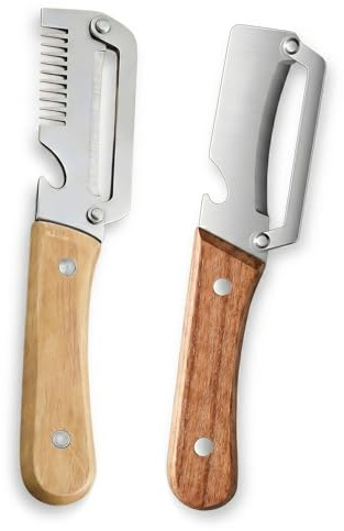 FIQLUL Pelapatate Multifunzione Professionale Set 2 Pezzi con Lama in Acciaio Inox, Pelapatate Julienne e Sbucciatore per Verdure, Frutta, Carote e Patate, Design Ergonomico Antiscivolo