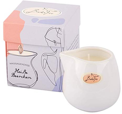 Badefee Massagekerze Heiße Beerchen (Duft sinnliche-fruchtige Beerenduft, Körperpflege + Massage, natürliche Inhaltsstoffe, für mehrere Anwendungen)