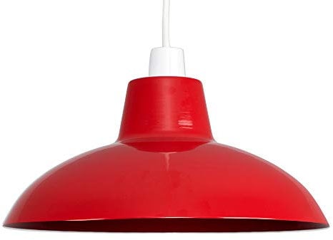 MiniSun | Retro Style Gloss Red Metal Ceiling Light Shade | Pendant Lights, Home Décor & Improvement Essential | 288cm Shade Width