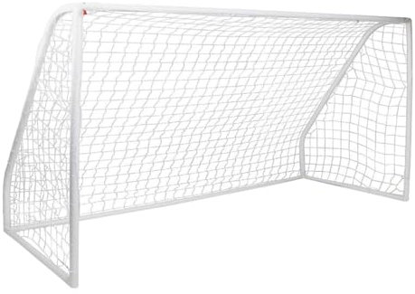 CHARLES BENTLEY Kids, Junior, 8ftx4ft, Plastic, Portable, White, Football Goal, Inc. Net, Easy Assembly, Net Clips, Ground Pegs, Polyester, Outdoor, Garden, Patio, Children, Instruction (244x122x90cm)
