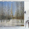 Ambesonne Landhaus-Duschvorhang, Winterszene des historischen Eiffelturms in Paris Schnee Stadt Europa Urban View, Stoffstoff Badezimmer Dekor Set mit Haken, 175,3 cm B x 177,8 cm L, Weiß Blau Grau