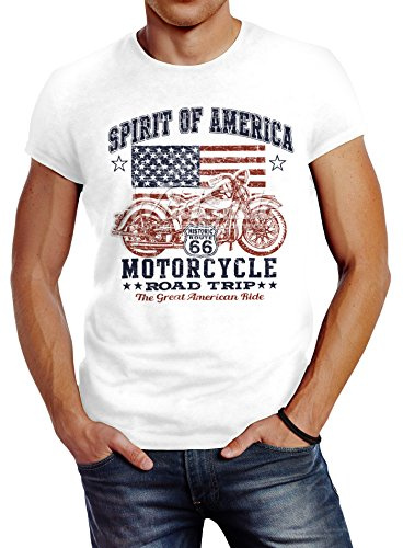 Neverless Herren T-Shirt, Biker Shirt, Amerika Flagge Motorrad Motorbike, aus Baumwolle
