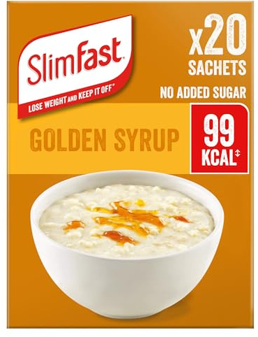 SlimFast • Porridge Sachets • Golden Syrup Flavour • 20 Sachets | Golden Syrup Flavour Porridge • High Protein Meal Replacement • Low Calorie Diet Plan • Quick To Prepare • Weight Control