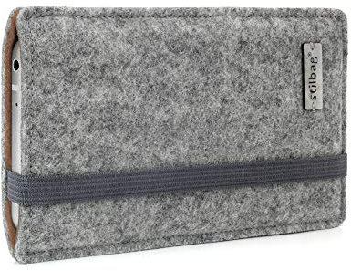 Stilbag maßgeschneiderte Handyhülle FINN - Anfertigung für Smartphones mit Case möglich | Smartphone-Tasche aus Filz | Handy Schutzhülle | Handytasche Made in Germany (Hellgrau - mokka)