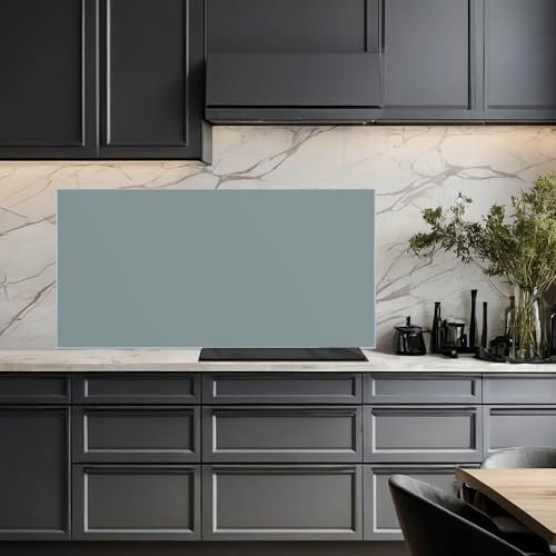banjado Küchenrückwand Glas ohne Bohren 100x50cm – Glasrückwand Küche mit Motiv Grau/Spritzschutz Küchenrückwand Glas/selbstklebende Küchenrückwand Platte - magnetisch & beschreibbar