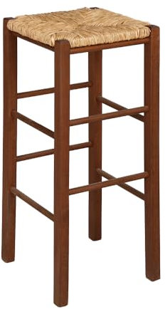 Tabouret en bois fond de paille carrée (50)
