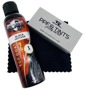 RimPro-Tec Bring Back to Black Plastic Restorer - Interior and Exterior Restorer for Plastics, Vinyl, and Rubber Care - Full Retail Kit Color Base Black Coat, plus 1 x sponge, 4 x Cloths and Bag