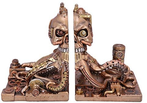 Bronze Steampunk Octonium Buchstützen Mechanische Octopus Regalenden