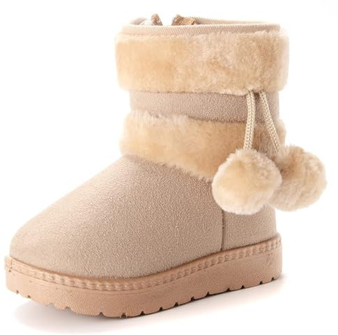 Vorgelen Bambine e Neonato Carino Stivali da Neve Morbide Fodera Calda Stivaletti Ragazze Inverno Scarponi da Sci all'aperto (152 Beige 24 EU = Etichetta 25)