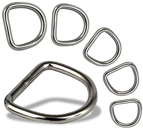 PROTECH 2 Stück D-Ring Edelstahlringe - Ring 4x25mm Halbrunder Ring aus rostfreiem Edelstahl A4 V4A geschweißt poliert Stahlring