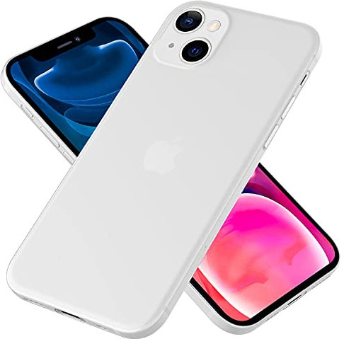 NALIA Extrem Dünnes Hardcase kompatibel mit iPhone 13 Mini Hülle, Durchsichtig 0,3mm Schlank Ultra-Dünn Matt Semi-Transparent Anti-Fingerabdruck Leicht, Ultra-Slim Cover Schutzhülle, Farbe:Weiß