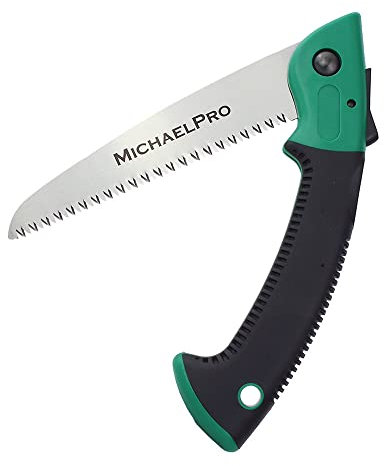 MichaelPro MP010024 Scie à main pliable, tout usage, lame robuste de 17,8 cm, avec poignée antidérapante, pour élagage des arbres, camping, jardinage, chasse, coupe du bois, PVC