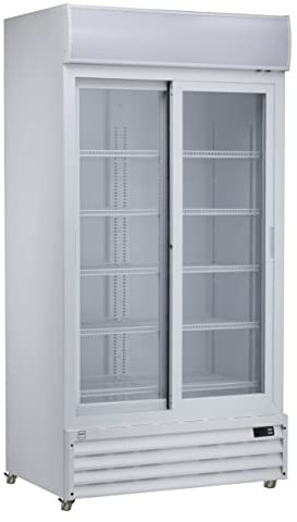METRO Professional Frigorifero GSC3800 con 2 porte in vetro, bianco, 690L, 680W, 220-240V, illuminazione a LED, 10 ripiani regolabili, con serratura, 4 ruote, ideale per attività gastronomiche