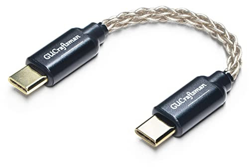 GUCraftsman Câble d'amplificateur de casque USB C vers type C 6 N en cristal pour FiiO BTR5 Q1 Q3 Q3s Qudelix 5K xDuoo Link2 XD-05PLUS E1DA 9038G3 9038S 9038D Lotoo Paw S2