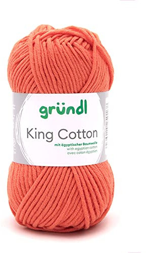 Gründl King Cotton (weiches und voluminöses Strick- und Häkelgarn aus 55% Polyacryl & 45% Baumwolle, 50 g / 78 m, Nadelstärke: 6-7, 1 x 50 g), Orange