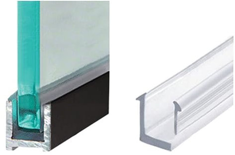 Aluminium Duschkabinen Klemmprofil I U-Profil für 10mm Glasstärke I 200cm Länge Schwarz schmal I Wandprofil Duschabtrennung I Befestigung Glasprofil I Alu Duschprofil