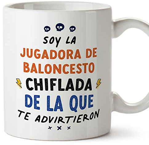 MUGFFINS Tazas para JUGADORA DE BALONCESTO mujer - En Español - Todos te advirtieron - 11 oz / 330 ml - Regalo original y divertido