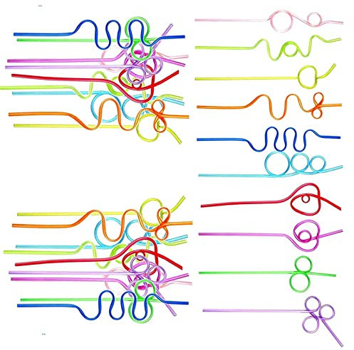 Lot de 30 pailles en spirale réutilisables avec nœuds bouclés pour jus de lait