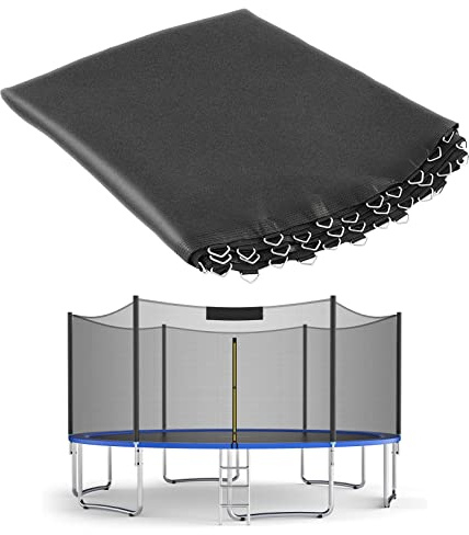 GYMAX Ø244/305/366/427/457/488cm Sprungtuch, Trampolin Sprungmatte aus PP, verschleißfestes Sprungtuch für Gartentrampolin, schwarz