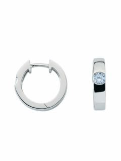 Adelia´s 925 Silber Ohrringe/Creolen mit Zirkonia Ø 15,4 mm