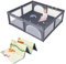 DREAMADE 206 X 185CM Laufstall Baby, Laufgitter Faltbar mit 50 Bällen & 4 Griffe, Schutzgitter mit 2 Türen, Krabbelgitter Indoor & Outdoor (Dunkelgrau, mit Matratze)