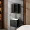 Planetmöbel Badmöbel Set 3-teilig Waschbecken mit Unterschrank 50 x 48,3 x 24,8 cm schwarz matt, Spiegelschrank 50 x 65 x 11,4 cm mit LED Aufbauleuchte