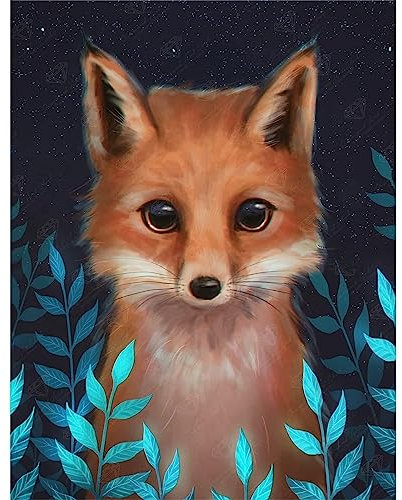 NAIMOER Fuchs Diamond Painting Kits für Erwachsene Kinder, 5D Diamant Painting Tiere Bilder Erwachsene, Diamond Painting Blatt Bilder Kinder Malerei Set für Home Dekor 30x40cm