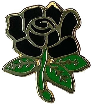 Anstecknadel mit schwarzer Trauer-Beerdigung, Rose, Emaille, 21 x 19 mm, Emaille