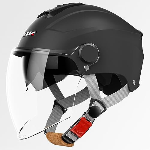 Fahrradhelm Jethelm Rollerhelm, Unisex ECE/DOT-Zertifizierter Mopedhelm, Chopper Retro Vespa Vintage Pilot Fahrradvisierhelm C,54cm-61cm