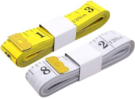 2 Stück Maßband Körper, Oboteny 300cm/120in Massband, PVC Massband Körper, Weiches Maßband zur Heimvermessung von Brust und Taille(Gelb weiss)