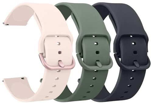 Meliya 3PACK Correas para 20mm Reloj Silicona de Liberación Rápida para Hombre y Mujer,Nuevo Suave Silicona Ajustable Pulseras de Repuesto para 20mm Reloj(Azul medianoche/Verde/Rosa)