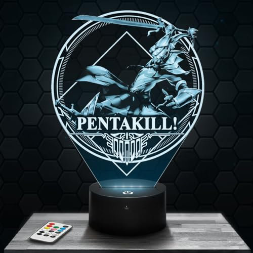 Lampada Led 3D decorativa LOL Gaming Master Yi Pentakill, idea regalo per adolescenti, accessorio LOL Gaming Master Yi Pentakill Gamer Videogiochi Decorazione camera da letto per ragazzi, idea regalo