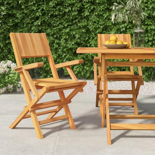 BaraSh Gartenstühle 2 STK. Klappbar 55x61x90 cm Massivholz Teak Gartenstuhl Metall