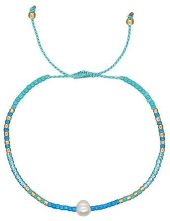 Miyuki Glücks Armbänder Damen, Handgefertigt Strang Reisperlen Partner Armbänd Verstellbare, Gute Reise Talisman Wunsch Sicherheit Wohlstand Guard Ihre Liebe Freundschaft Armband 1