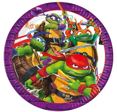 8 Assiettes Tortues Ninja Next Generation 23 cm - Violet